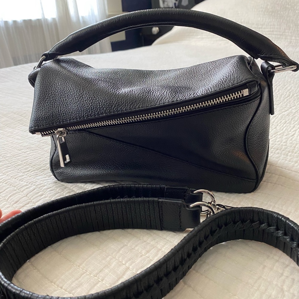 Walter Baker Black Jagger Bag with Textured Leather and Silver Hardware